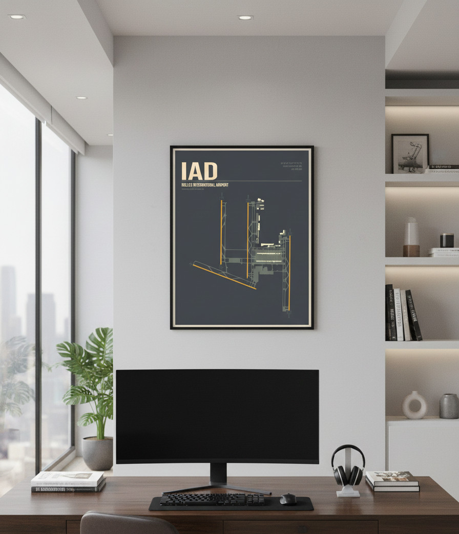 Washington Dulles IAD Airport Poster - Minimalist Aviation Art