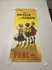 Vintage Original BOAC Travel Poster Fly To Britain Europe Frank Wooton... picture