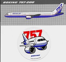 Boeing 757-200, 8in x 3in Sticker & One 757, 4in Round Pudgy  Sticker picture