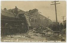 AWESOME 1912 Train Wreck Real Photo Postcard - The Columbian at Odessa Minn. MN picture