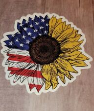 Sunflower Fall American Flag Die Cut Sticker Decal Nice Quality picture