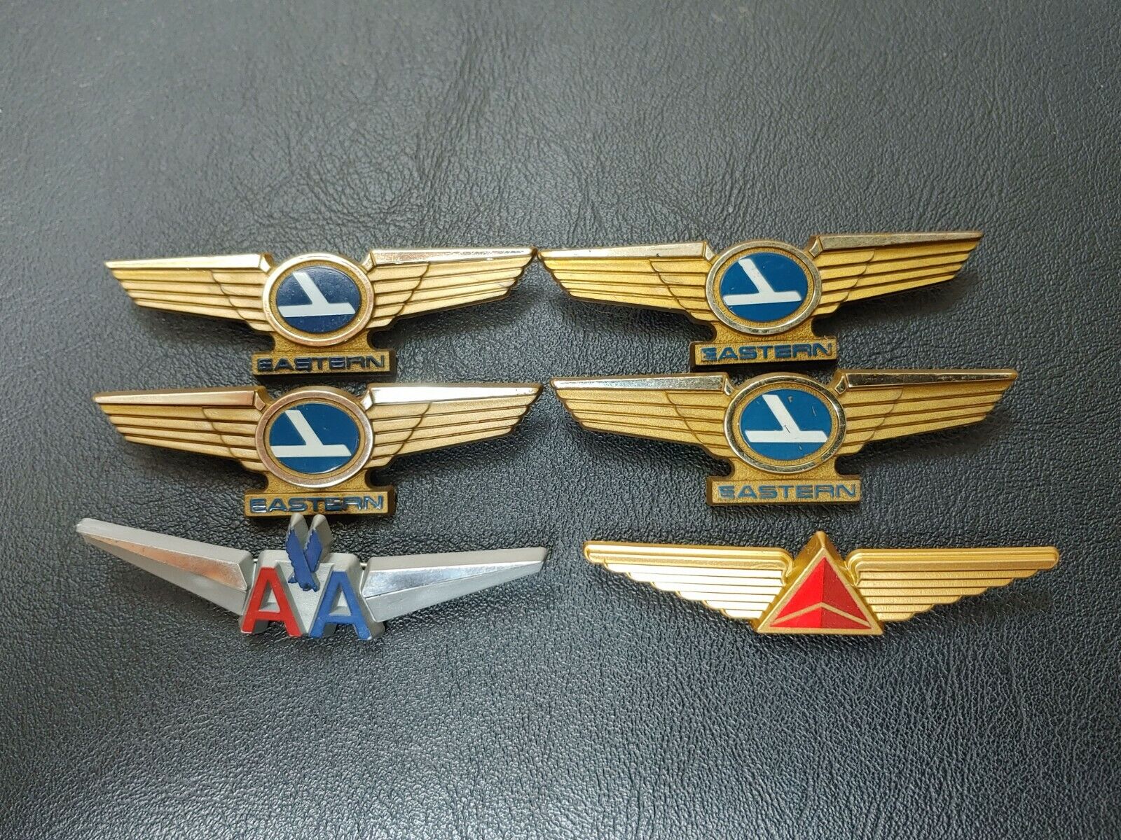 Lot of 6 Vintage Airline Junior Pilot Wings - EASTERN - AMERICAN - DELTA