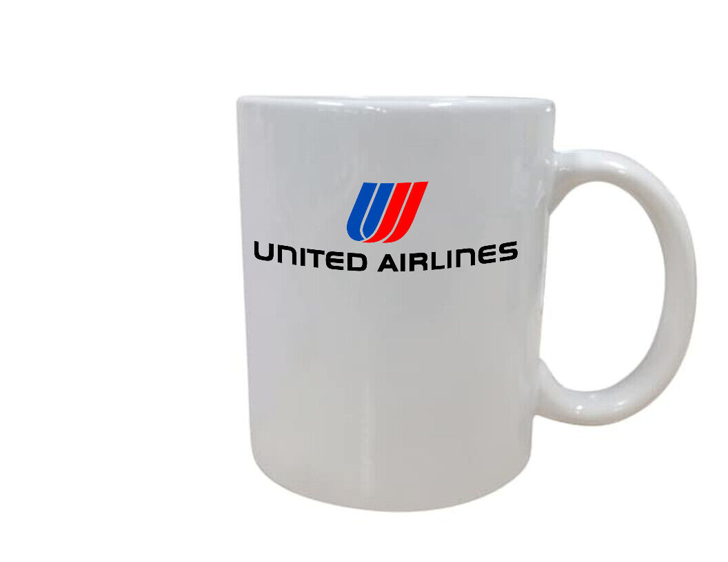 Retro United Airlines Rose Logo US Air Souvenir Pilot Employee Coffee Mug Cup 
