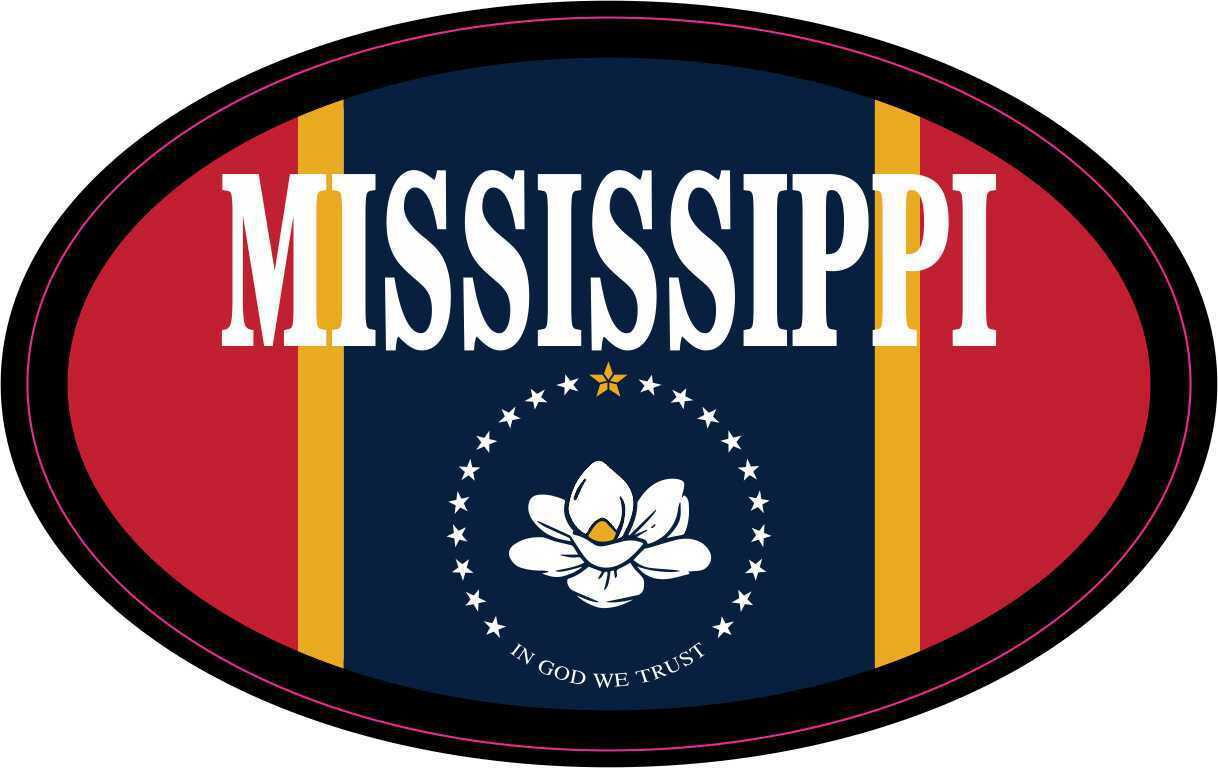 4in x 2.5in Flag Oval Mississippi Vinyl Sticker Car Truck Vehicle Bumper Decal