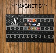 Poker Chip American Flag Black/Gray Magnetic Display Fits 65 Harley-Davidson picture