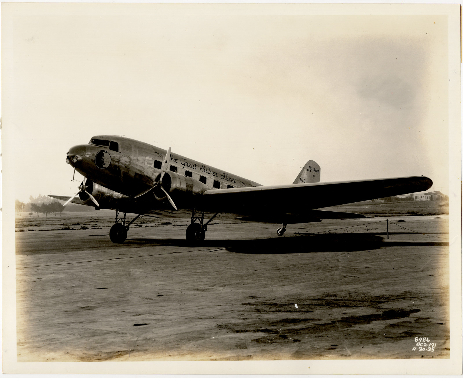 Vintage 1935 Eastern Air Lines Douglas DC-2 NC14969 Great Silver Fleet Photo