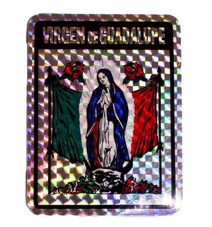 Virgin Mary Guadeloupe Reflective Decal Bumper Sticker 3.875\