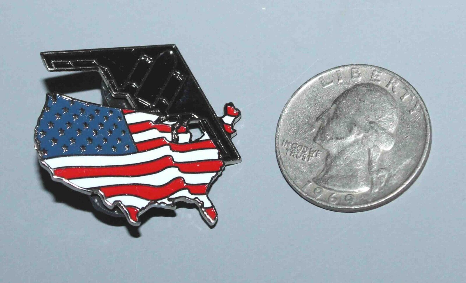USA B-2 Stealth Bomber American Flag Map Lapel Pin Air Force