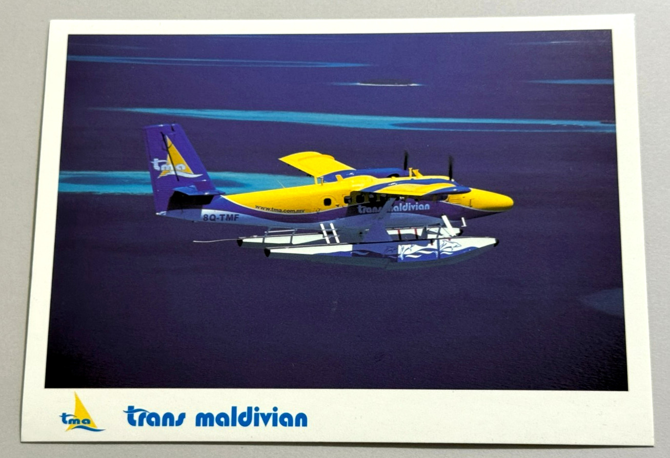 Trans Maldivian Airways DeHavilland DHC-6 Twin Otter Aircraft Postcard