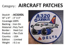 AIRBUS 320- DELTA AIRLINES - 3” Cloth Patch - AC320DL picture
