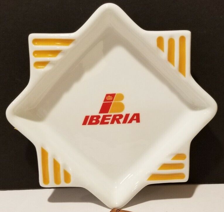 IBERIA  Ceramic Ashtray  AIRLINE OF SPAIN  Unique Shape 7