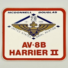 Vintage 80s McDonnell Douglas AV-8B Harrier Sticker Decal 75 Years Navy Aviation picture