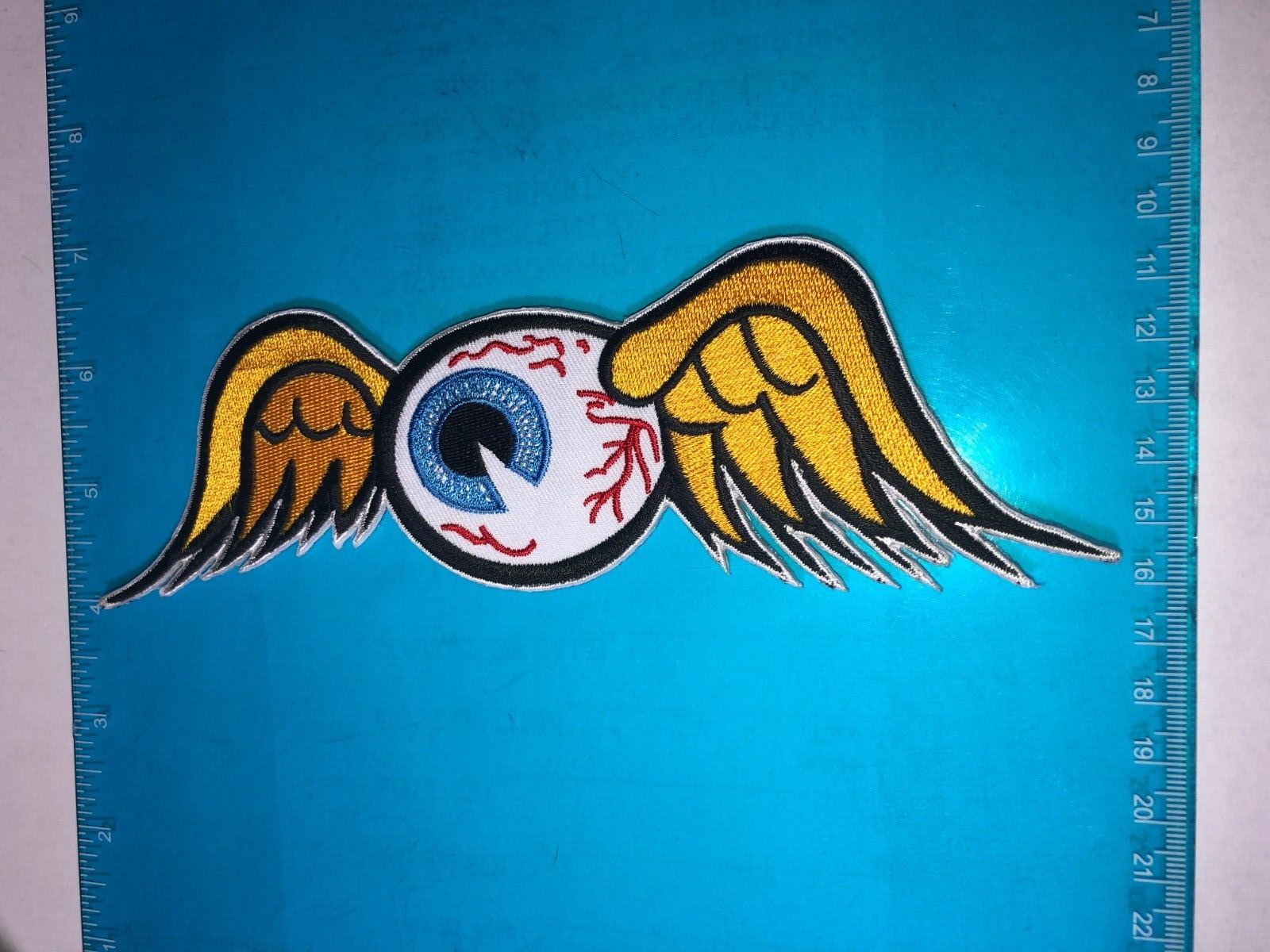 EYEBALL WITH WINGS  flying eyeball CAR PATCH  IRON ON OR SEW ON CAR CULTURE