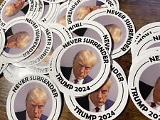 2ea 3in waterproof Donald Trump Mugshot - Mug Shot Sticker Never Surrender 2024 picture