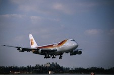 Original 35mm colour slide of Iberia Boeing 747-256B EC-GAG landing at MIA picture