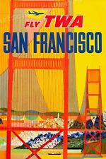 1958 “San Francisco Fly TWA” Vintage Style Airline Travel Poster - 16x24 picture