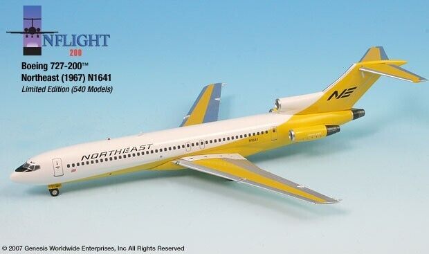 Inflight IF722016 Northeast Airlines Boeing 727-200 N1641 Diecast 1/200 Model