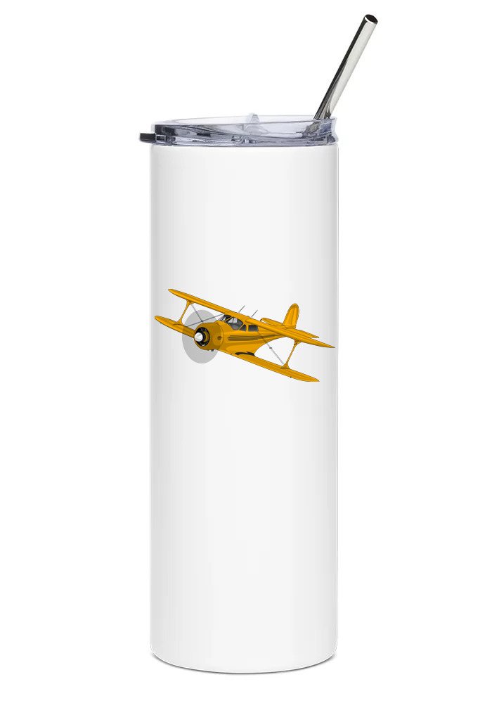 Beechcraft Model 17 Staggerwing Stainless Steel Water Tumbler with straw - 20oz.
