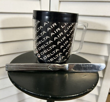 VINTAGE DELTA AIRLINES Thermal coffee Eagle cup & stainless knife aviation coll picture