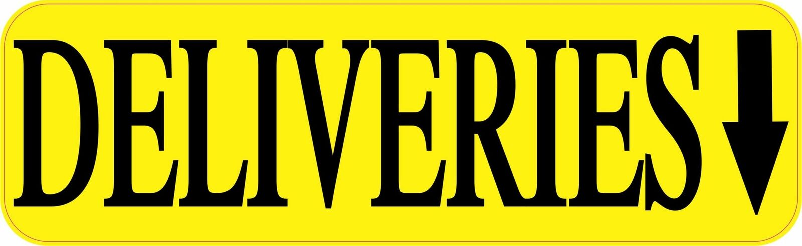 10in x 3in Yellow Down Arrow Deliveries Vinyl Sticker Business Sign Decal