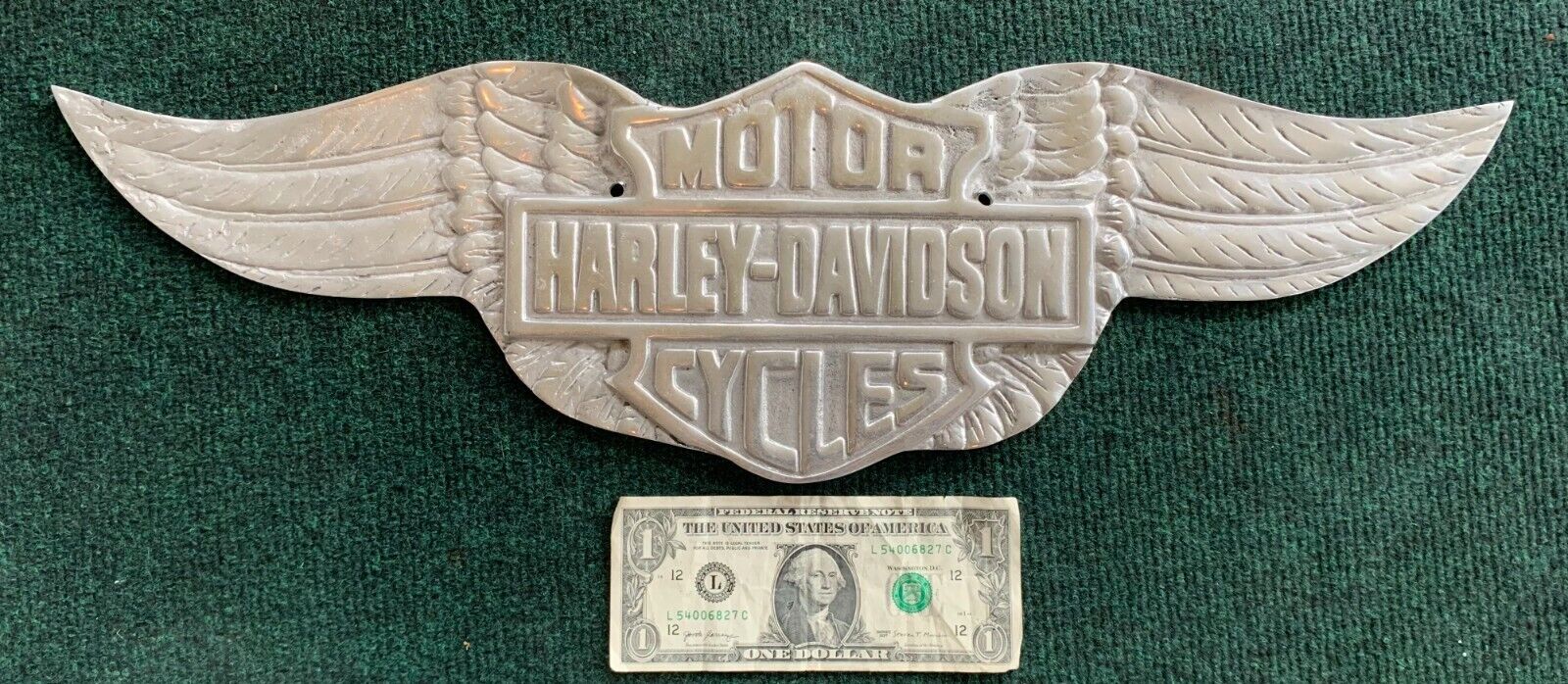Huge HARLEY DAVIDSON Motorcycle ALUMINUM Wing Eagle Sign Plaque Ornament
