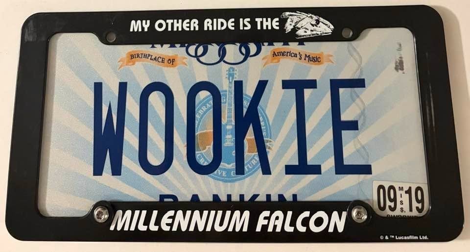 WOOKIE Vanity License Plate Star Wars with Millenium Falcon Frame