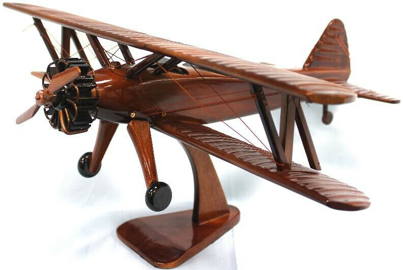 PT-17 STEARMAN AIRPLANE MODEL NATURAL WOOD -W- Personalized Plaque