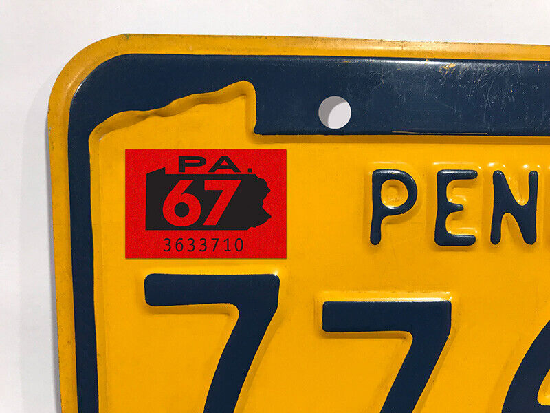 1967 Pennsylvania License Plate Registration Sticker, YOM, PA, Tag