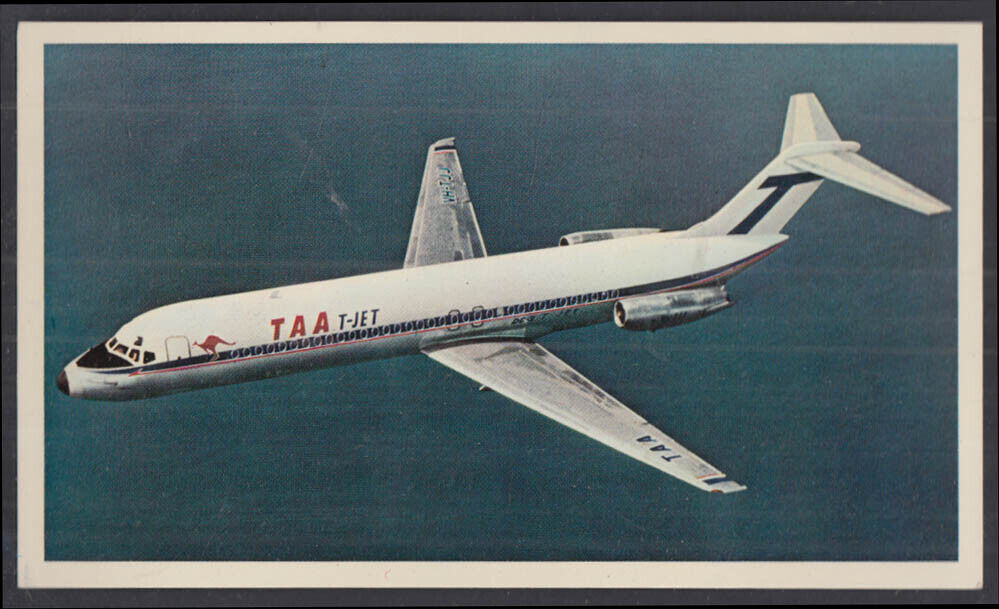 TAA Trans Australian Airways Douglas DC-9 Whispering Jet card 1960s