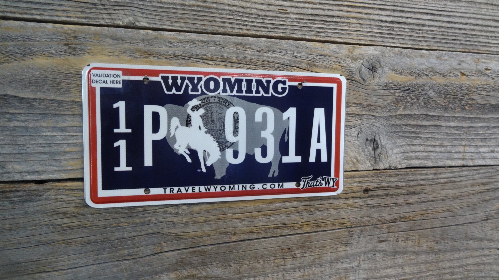 Wyoming Passenger with Hologram license plate with bucking horse Wyoming plate Wyoming Passenger with Hologram license plate with bucking horse Wyoming plate