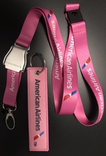 American Airlines Seat  Buckle Lanyard Crew Breast Cancer Pink Flight Attendant picture