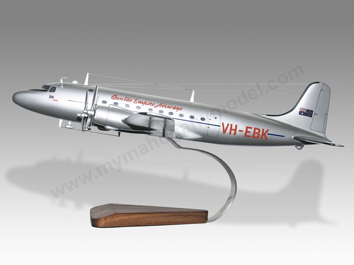 Douglas DC-4 Qantas VH-EBK Desk Wood Airplane New Model Large Scale 1/100
