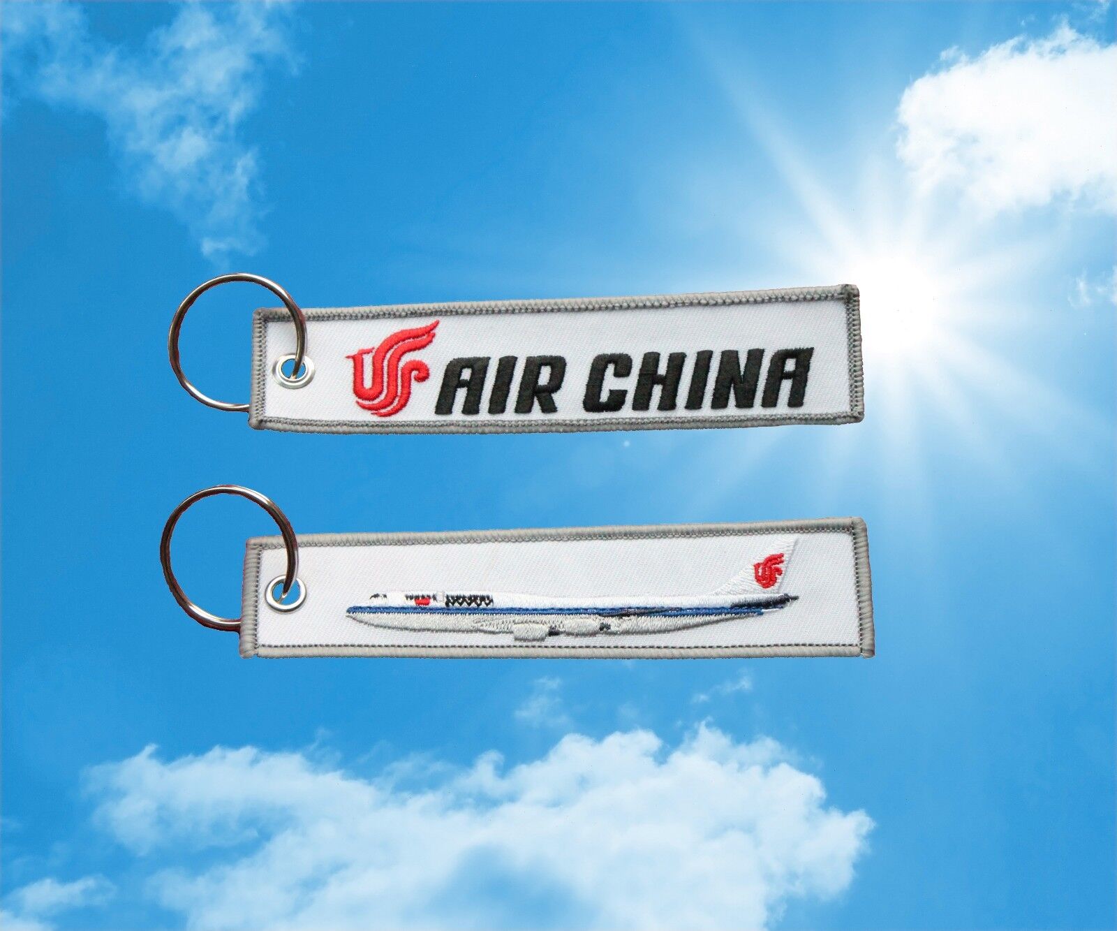 Air China Boeing 747-8 keychain keyring key tag