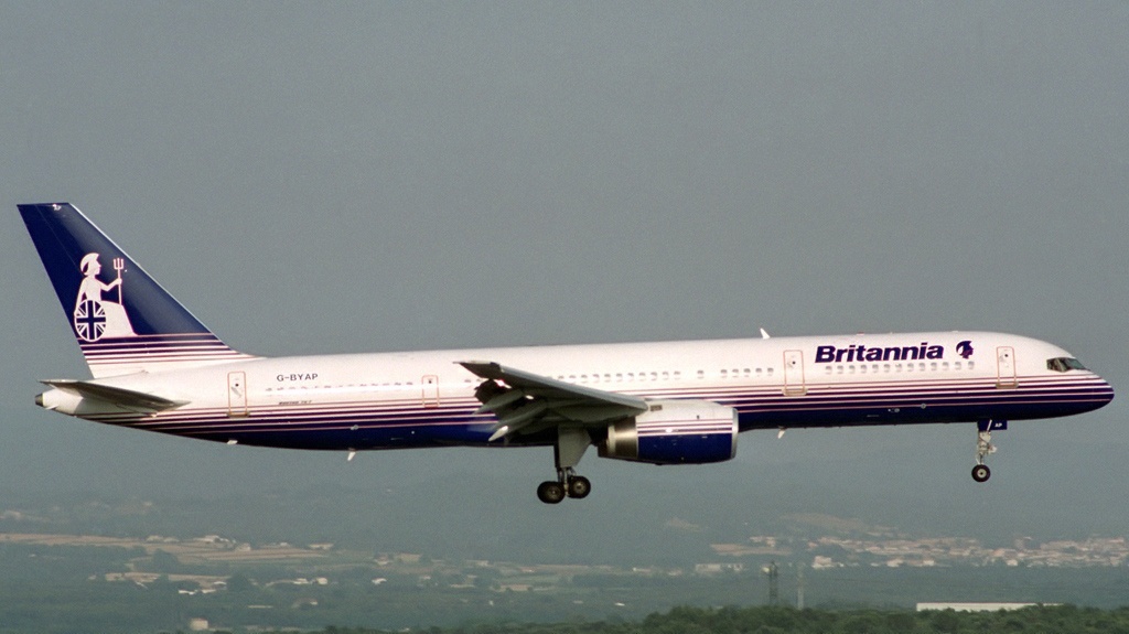 B-757-200 Britannia Airways Airplane Desktop Wood Model Regular 