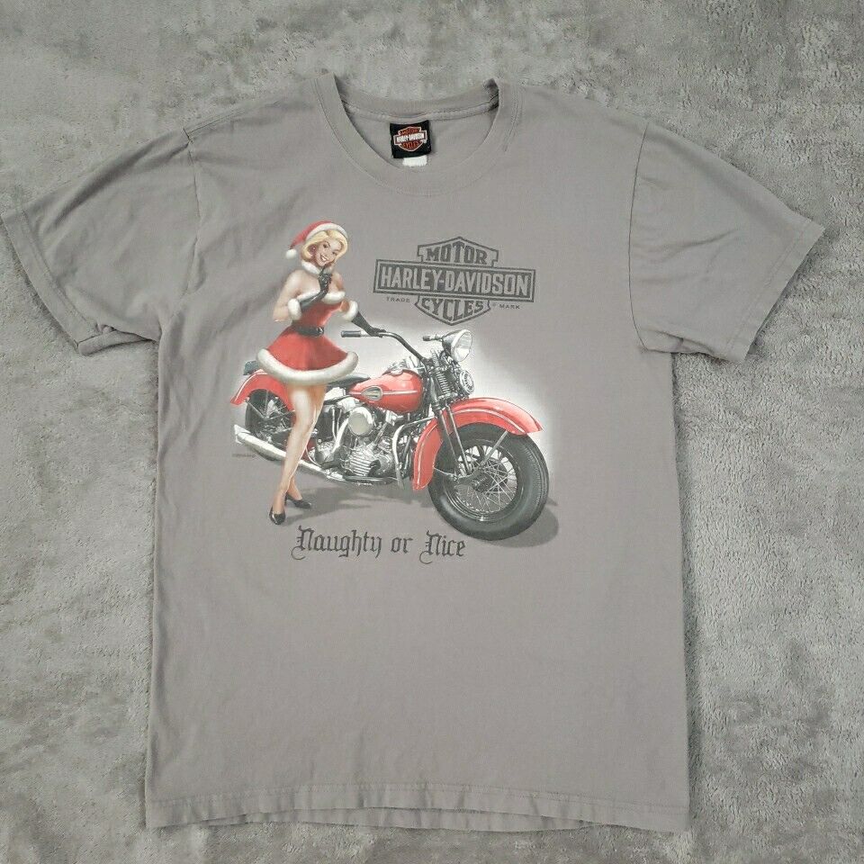 Harley Davidson T Shirt Short Sleeve Naughty or Nice Lady Roeder OH Men\'s Sz M