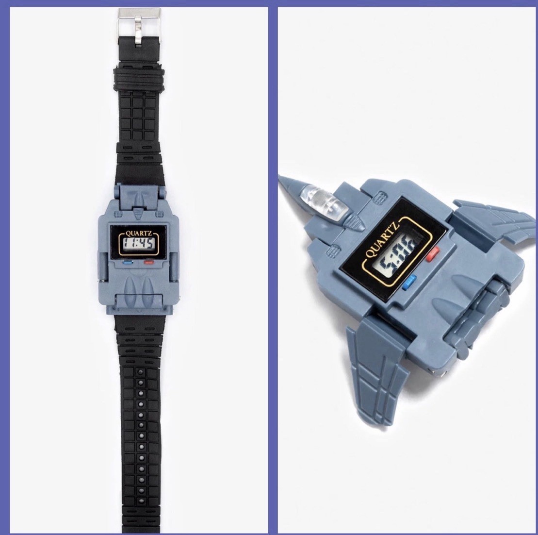 NEW Military Aircraft Fighter Jet Watch transforming Gray Color