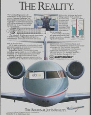  CANADAIR BOMBARDIER CRJ REGIONAL JET THE REALITY WILL ENTER SERVICE 1992 AD picture