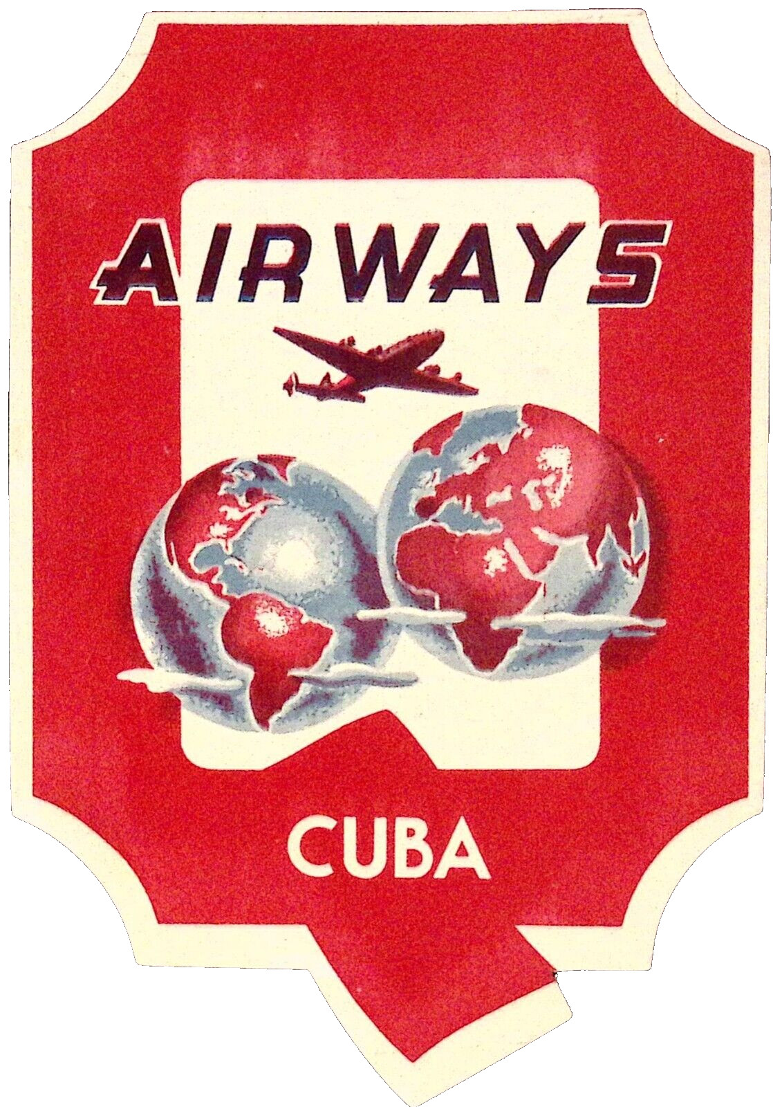 Q Airways Cuba Globe Lockheed L-1049 Super Constellation Luggage Label
