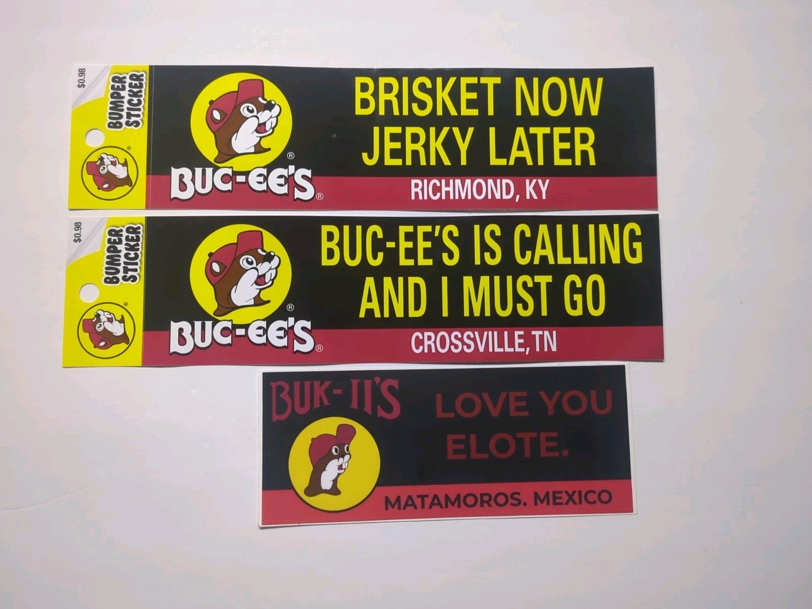 Bucees Bumper Stickers- Set Of 3 Kentucky Tennessee Mexico Buk-ii's Bucees Bumper Stickers- Set Of 3 Kentucky Tennessee Mexico Buk-ii's