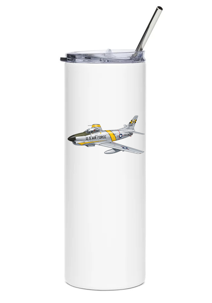North American F-86D Sabre Stainless Steel Water Tumbler with straw - 20oz.