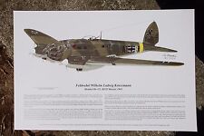 He-111, Signed by Luftwaffe Pilot, Aviation Art, Ernie Boyette picture