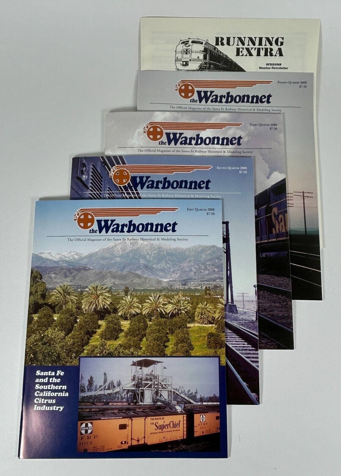 4 Issues of 2008 Santa Fe Railway “The Warbonnet” magazines Volume 14