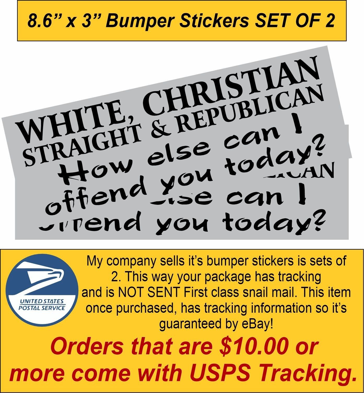 White Christian Republican Straight Bumper Sticker 8.6\