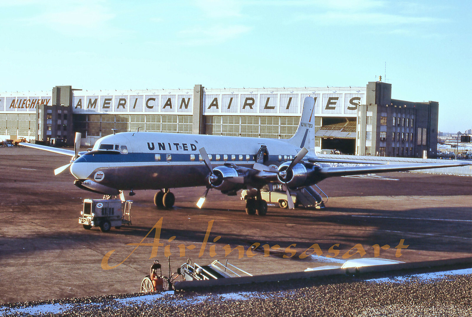 United Airlines Douglas DC-6B N37563 at EWR in March 1966 8x12 Color Print