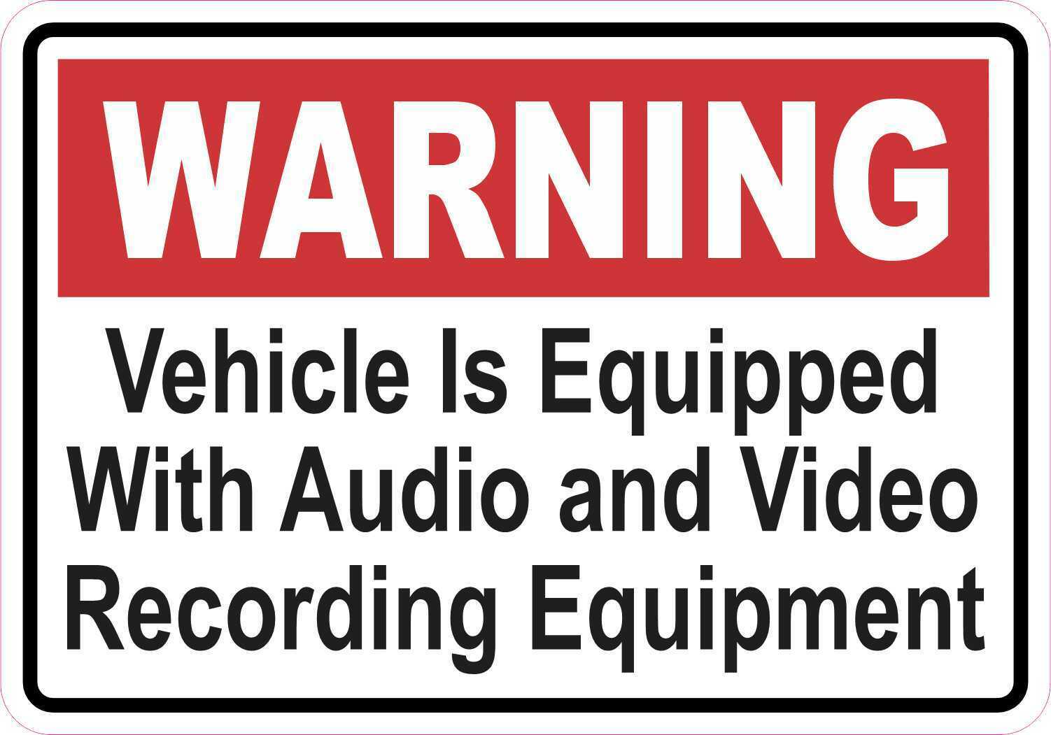 5in x 3.5in Warning Audio and Video Recording Vinyl Sticker Car Vehicle Decal