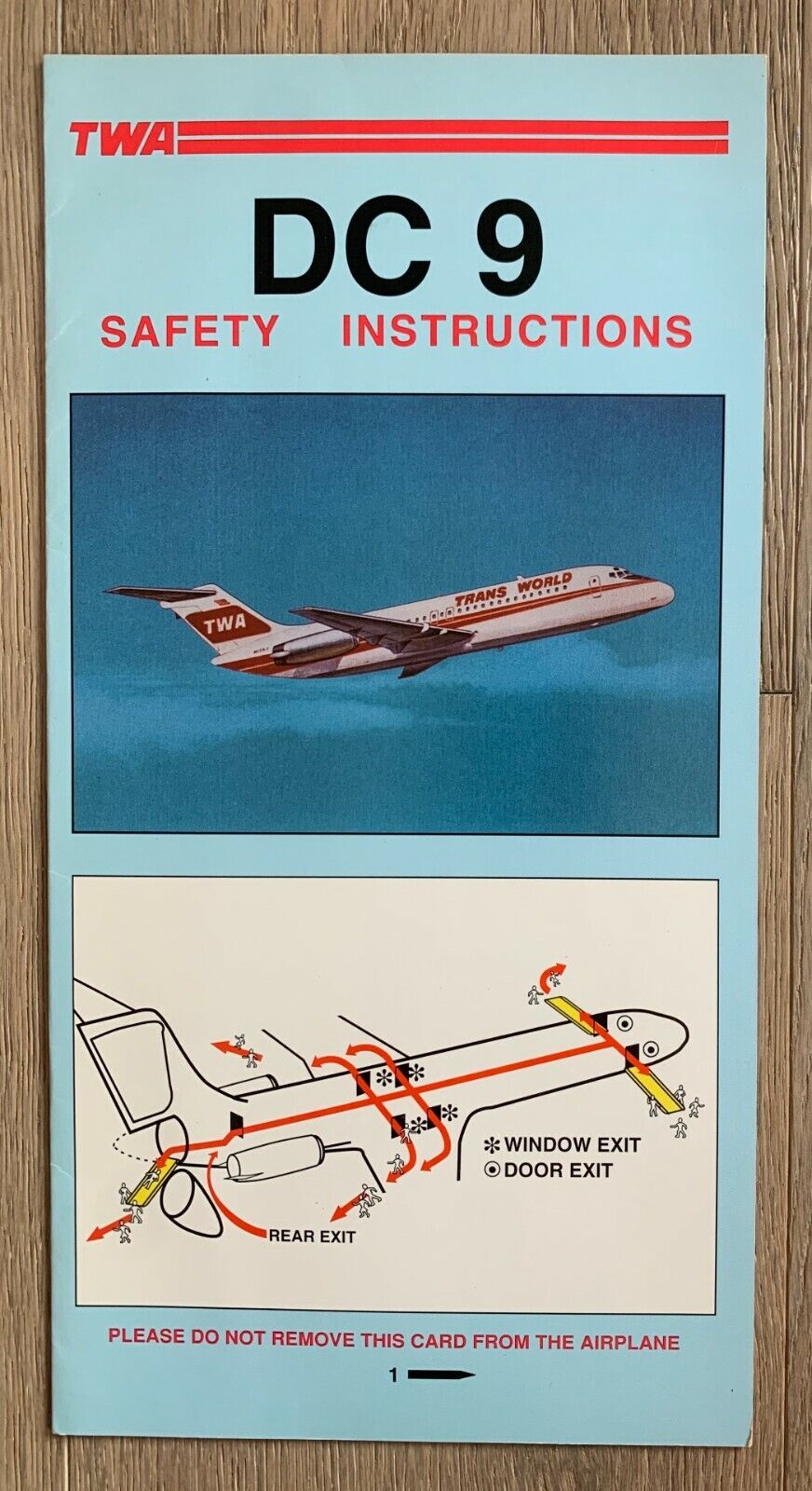 TWA DC-9 SAFETY CARD PN 4944 5/91