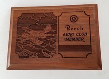 Beech Aero Club Member, 41/2x6in Wooden Plaque. B17 Staggerwing. Beechcraft  picture