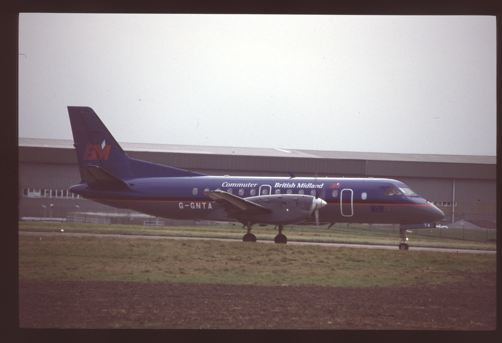 Orig 35mm airline slide British Midland Airways SAAB 340A G-GNTA