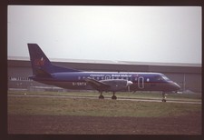 Orig 35mm airline slide British Midland Airways SAAB 340A G-GNTA picture