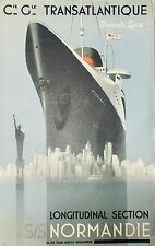SS Normandie CGT French Ocean Liner 1935 Brochure w/ Color Foldout of Ship picture